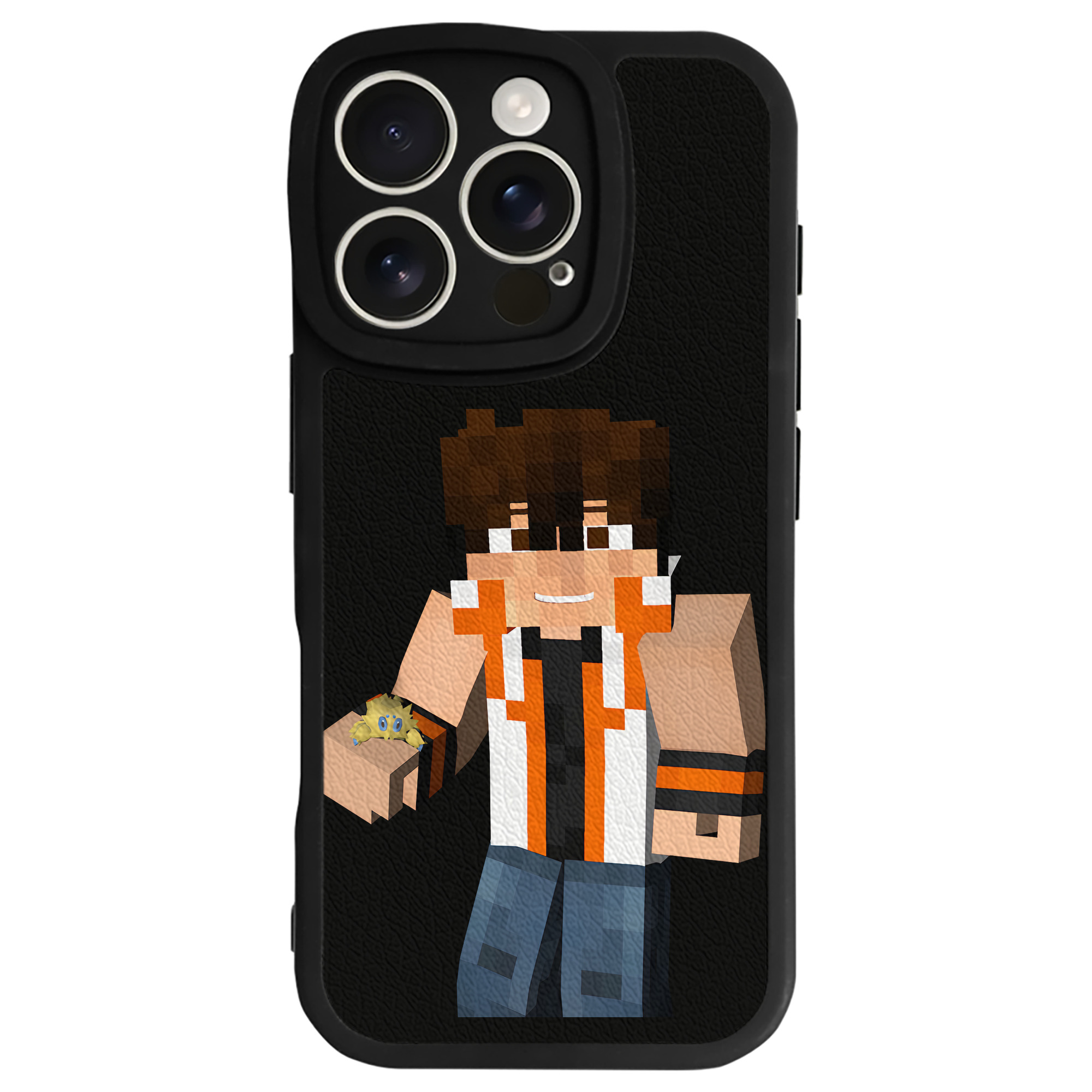 （画像用） マインクラフト ブロックの世界 Minecraft MC Block world 【iPhone 16シリーズ対応】シリコンスマホケース（レザー調） 材質：シリコン